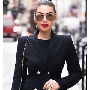 Zara blue structured military double breasted jacket coat M